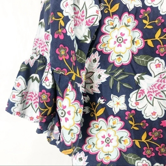 Arizona Jean Company Flowered Blouse Blue size 10 - Picture 3 of 6